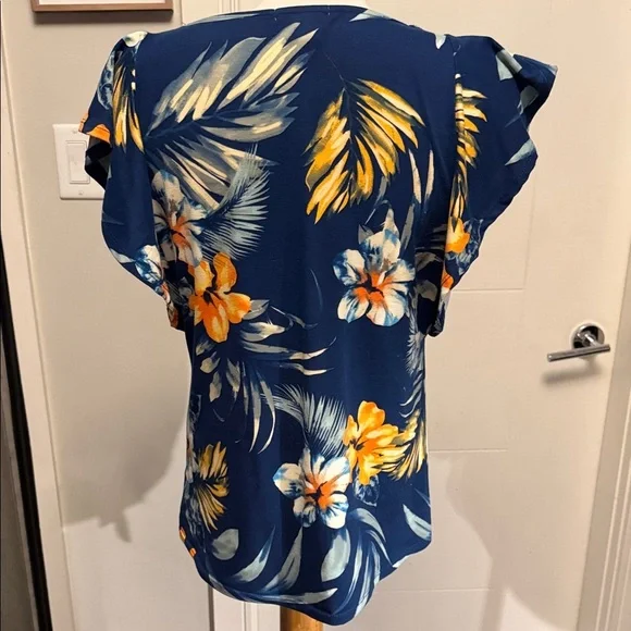Floral Women Top - Blue and Yellow - Picture 8 of 12